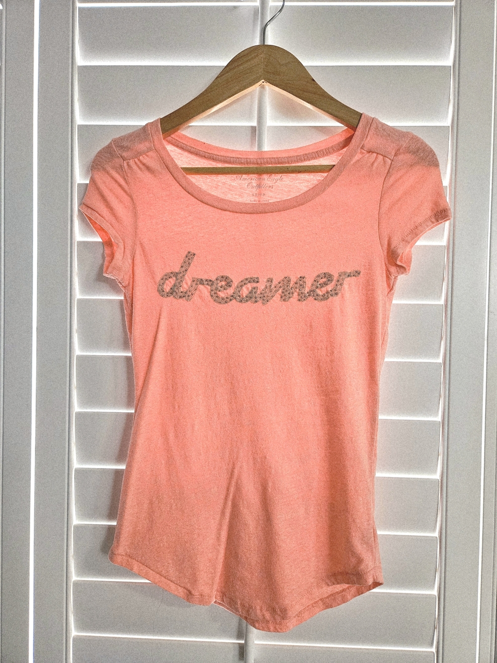 American Eagle Outfitters Coral Pink 'Dreamer' Short Sleeve Tee
